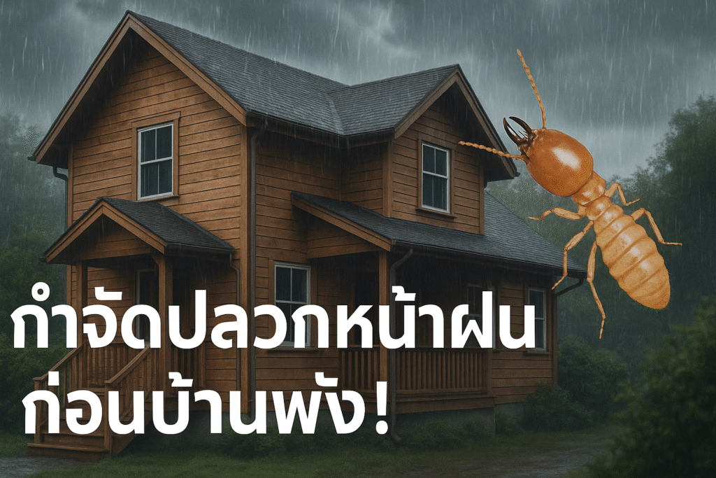 PPB Pest Control กำจัดปลวกหน้าฝน ทีมงานฉีดน้ำยาปลวกที่บ้านไม้ ป้องกันปลวกกินไม้ในหน้าฝน